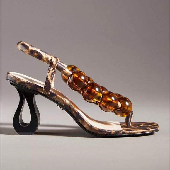 CECELIA NEW YORK Animal Print Heels with Amber Beads - Picture 2 of 5
